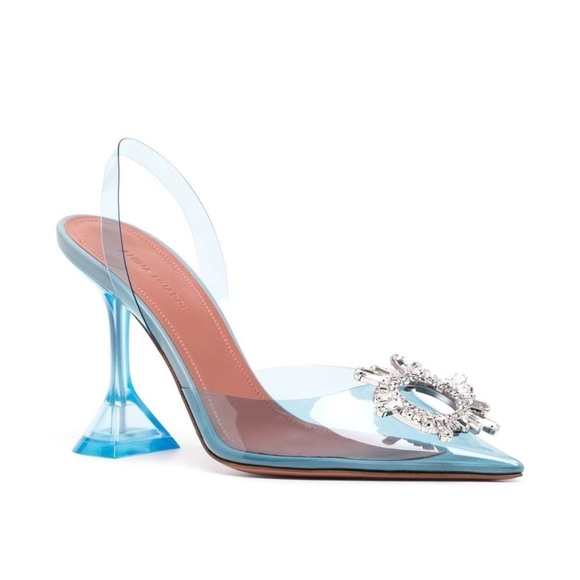Amina Muaddi Begum Glass 76mm Slingback pumps - Picture 1 of 3